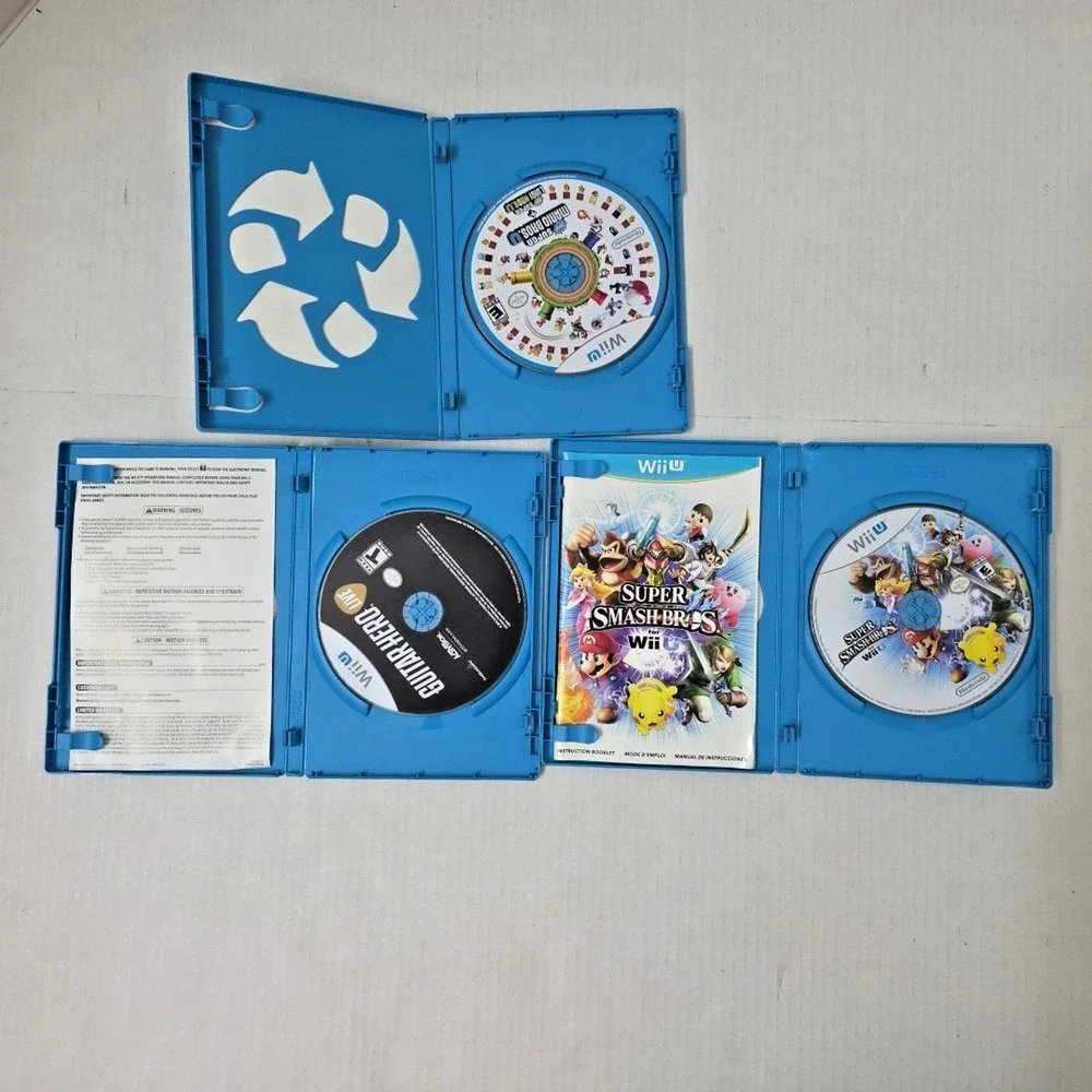 Lot Of 3 Wii U Games Super Smash Bros & Super Mario Bros & Guitar Hero Live